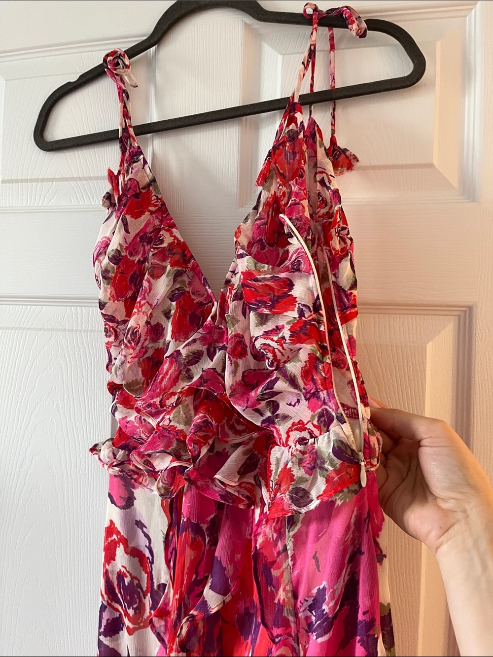 Misa Los Angeles Pink & Red Floral Tie-Shoulder Maxi Dress - Picture 3 of 8